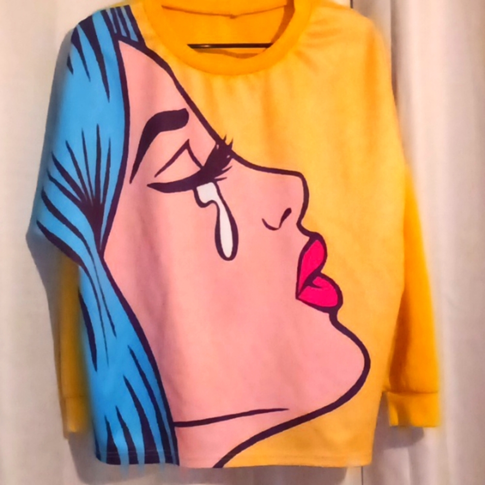 50s POPart "crying girl" sweater